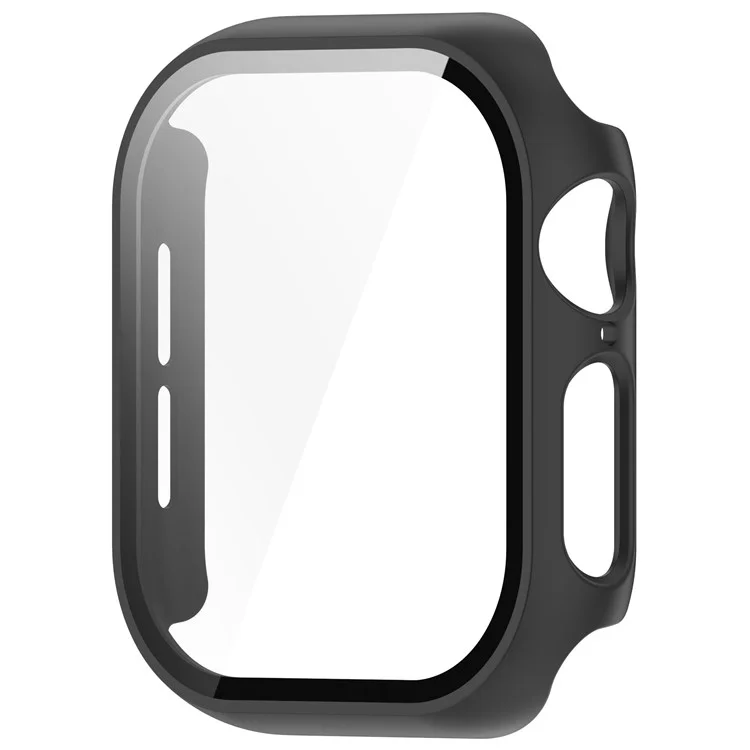 Für Apple Watch Series 10 42mm Gehäuse Harte PC-Abdeckung mit gehärtetem Glasschutzfilm - Schwarz