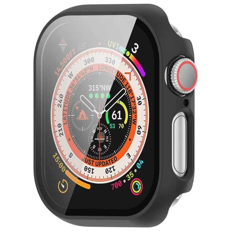 Für Apple Watch Series 10 42mm Gehäuse Harte PC-Abdeckung mit gehärtetem Glasschutzfilm - Schwarz