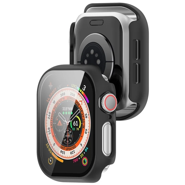 Für Apple Watch Series 10 42mm Gehäuse Harte PC-Abdeckung mit gehärtetem Glasschutzfilm - Schwarz