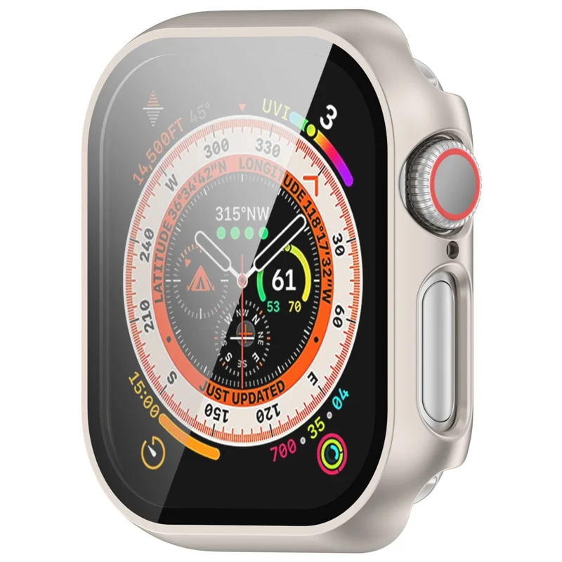 For Apple Watch Series 10 42mm Watch Case Hard PC Cover with Tempered Glass Screen Film - Starlight