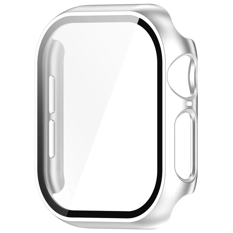 For Apple Watch Series 11 / 10 42mm Watch Case Hard PC Cover with Tempered Glass Screen Film - Silver