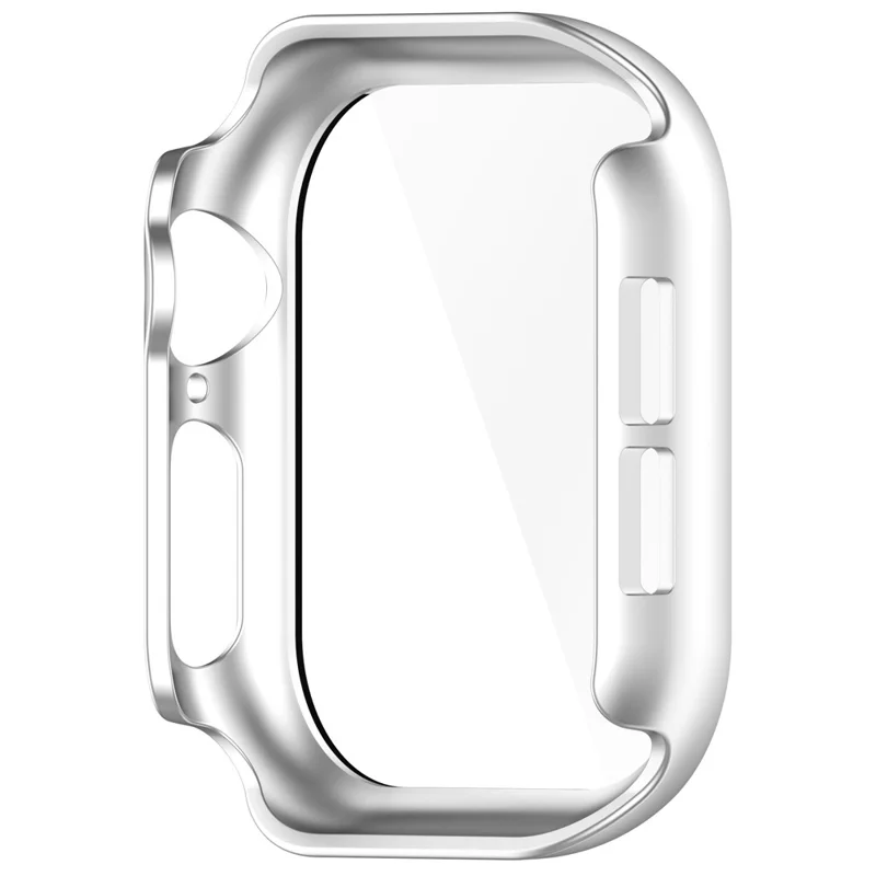 For Apple Watch Series 11 / 10 42mm Watch Case Hard PC Cover with Tempered Glass Screen Film - Silver