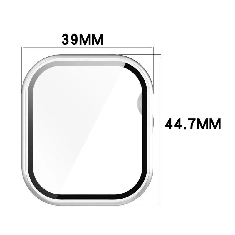 For Apple Watch Series 11 / 10 42mm Watch Case Hard PC Cover with Tempered Glass Screen Film - Silver