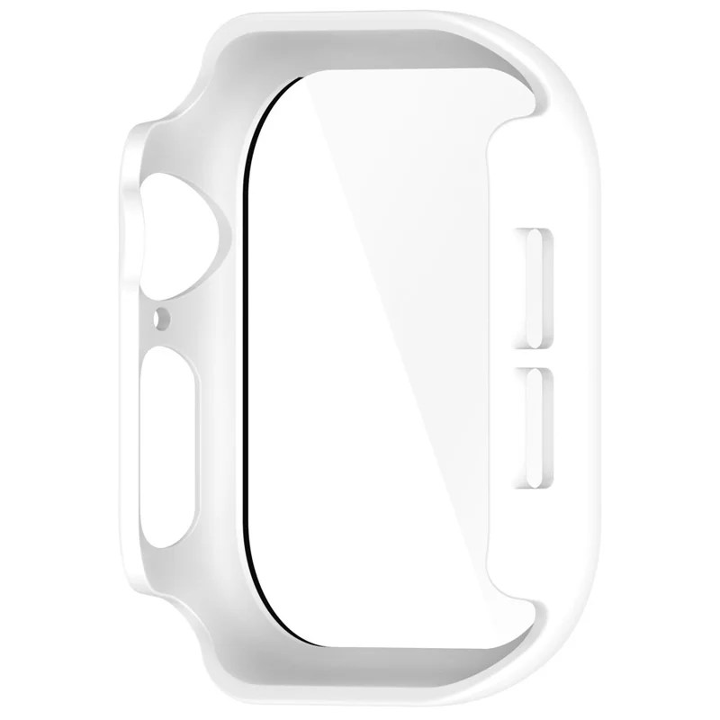 For Apple Watch Series 10 46mm Watch Case Hard PC Cover with Tempered Glass Screen Film - White