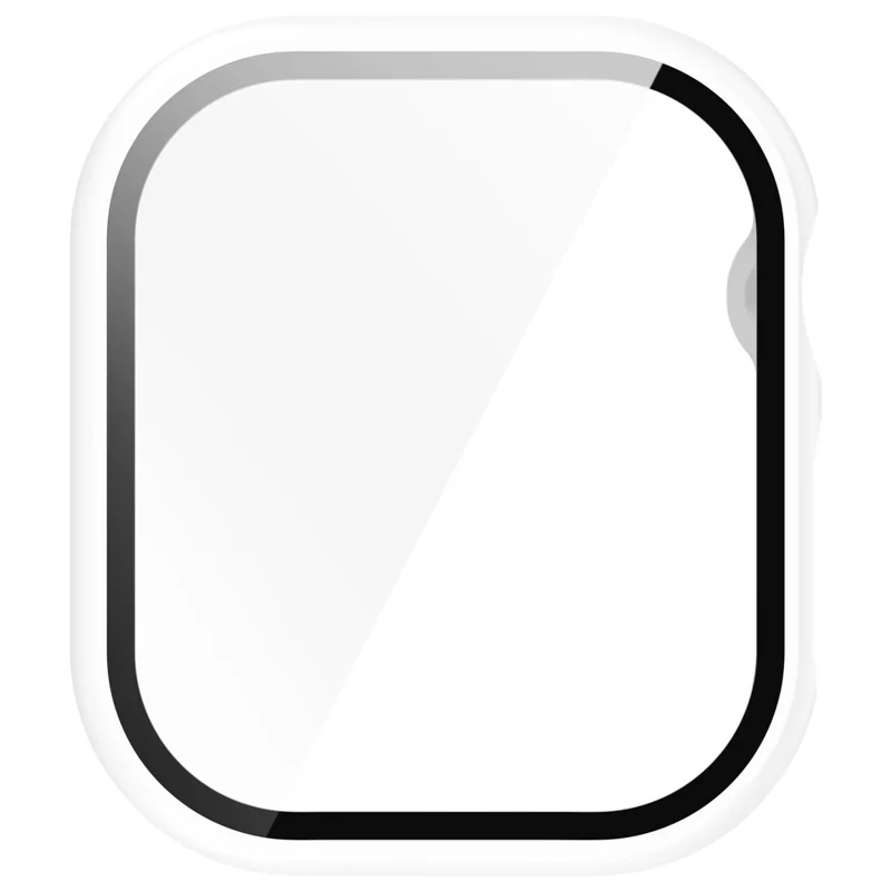 For Apple Watch Series 10 46mm Watch Case Hard PC Cover with Tempered Glass Screen Film - White