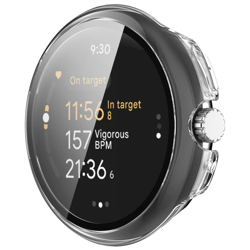 For Google Pixel Watch 3 41mm Watch Case Hard PC Cover with Tempered Glass Screen Film - Transparent