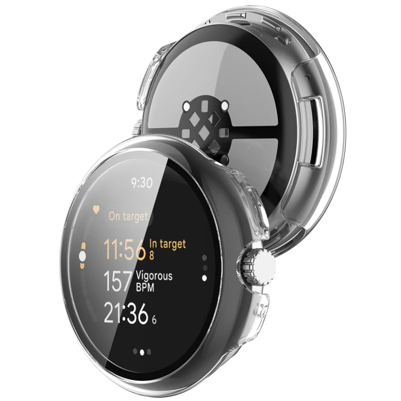For Google Pixel Watch 3 41mm Watch Case Hard PC Cover with Tempered Glass Screen Film - Transparent