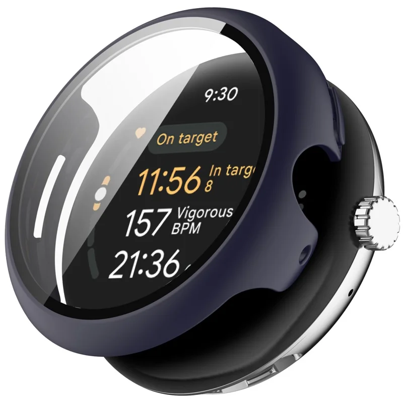 Per Google Pixel Watch 3 41mm Watch Case Hard PC Cover con Pellicola Protettiva in Vetro Temperato - Blu Notte