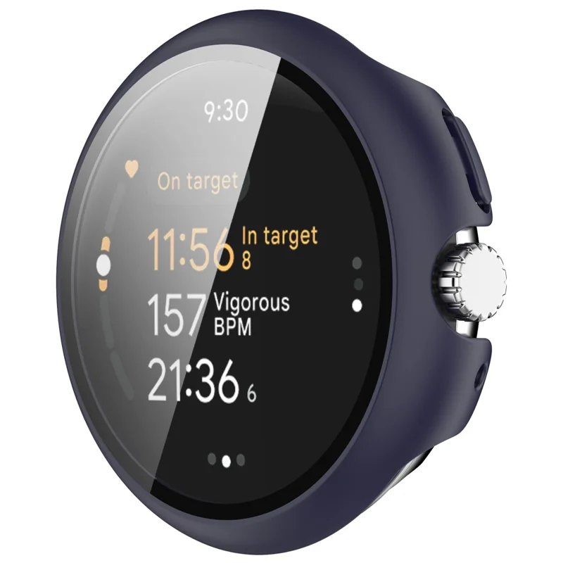 Per Google Pixel Watch 3 41mm Watch Case Hard PC Cover con Pellicola Protettiva in Vetro Temperato - Blu Notte