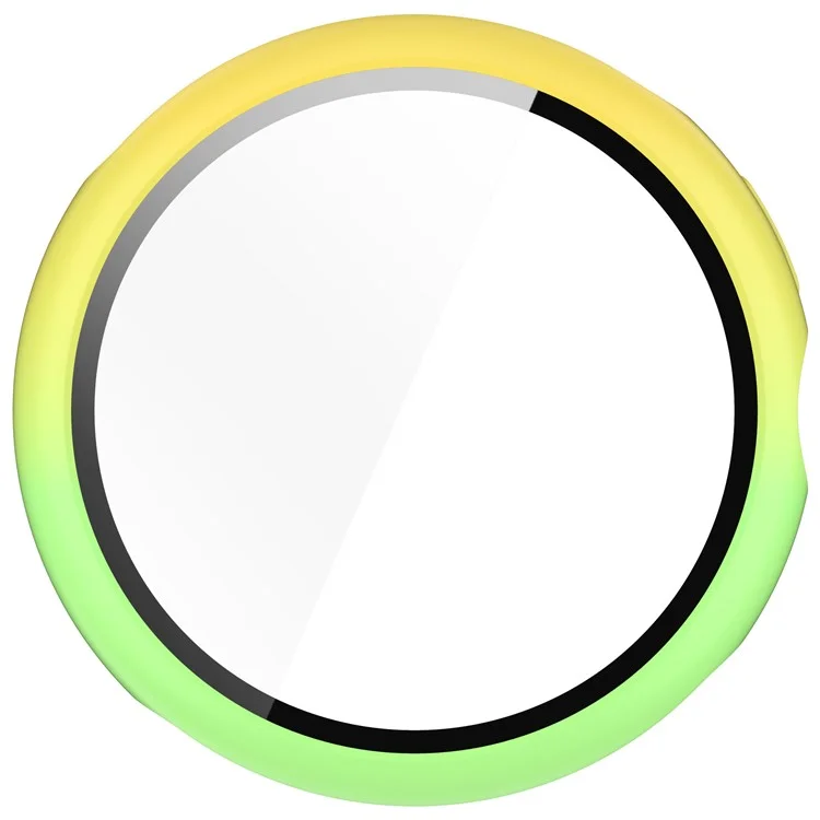 For Google Pixel Watch 3 45mm Watch Cover Hard PC Case with Tempered Glass Screen Film - Yellow+Green