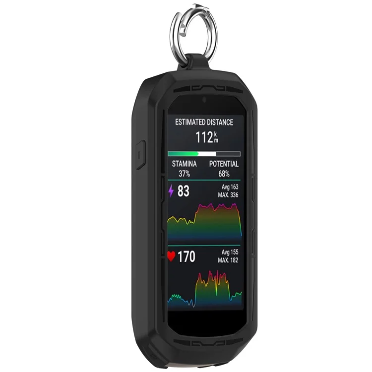 Silikonhülle für Garmin Edge 1050 Bike Computer, vollständiger Schutzüberzug mit Federverschluss - Schwarz