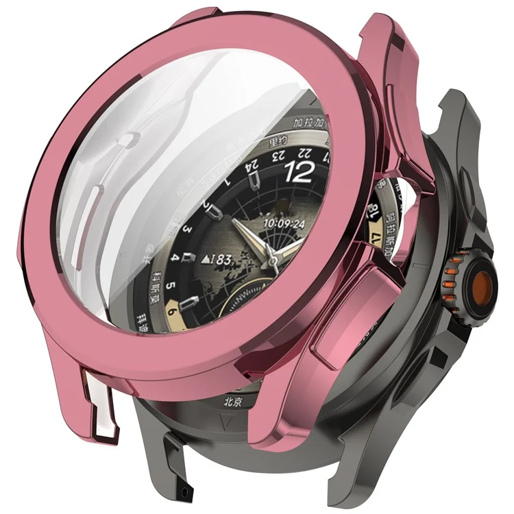 For Xiaomi Watch S4 Sport TPU Watch Case Electroplating Overall Protective Cover Built-In Screen Film - Pink
