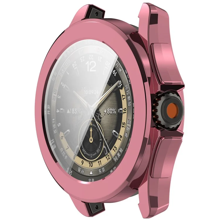For Xiaomi Watch S4 Sport TPU Watch Case Electroplating Overall Protective Cover Built-In Screen Film - Pink