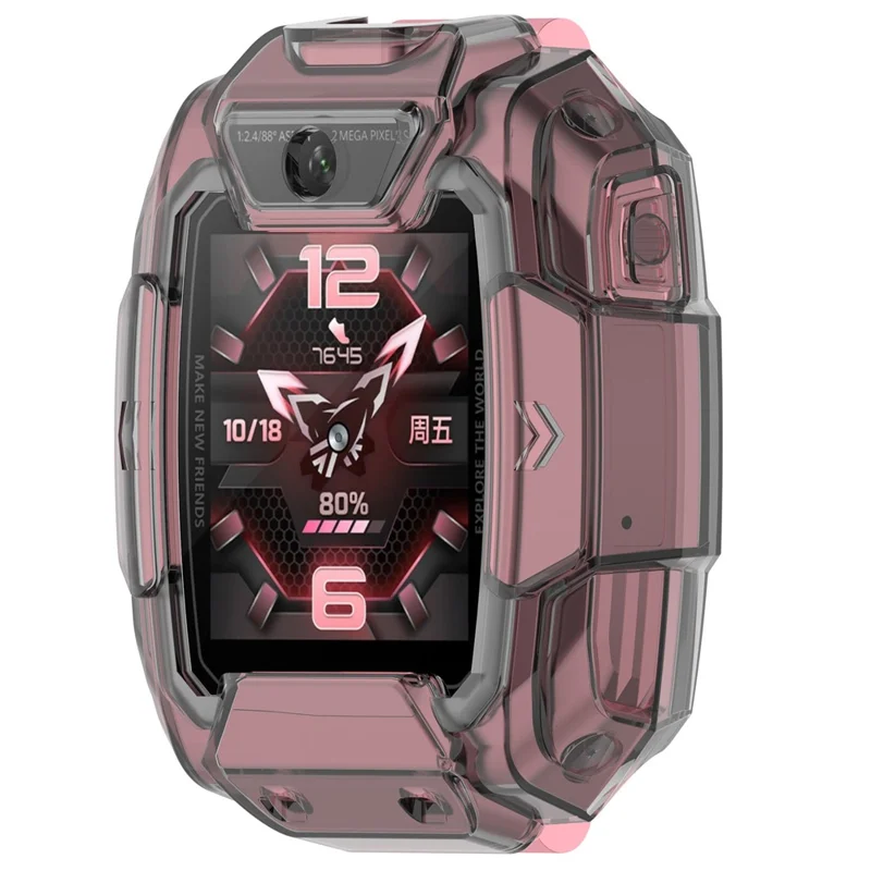 For Huawei Children's Watch 5 Pro Case Half Cover TPU Protective Frame - Transparent Black