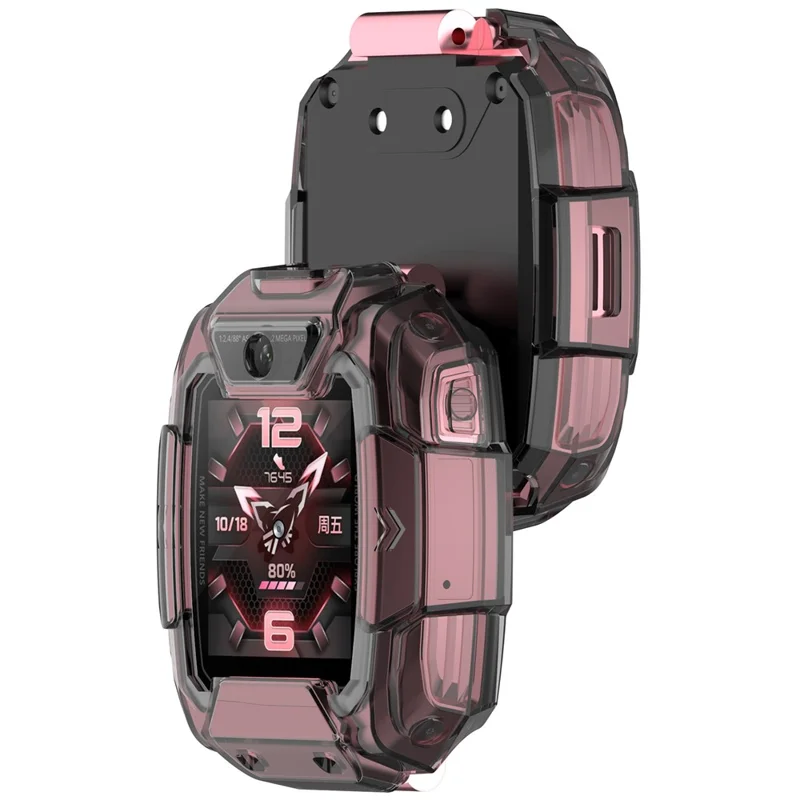 For Huawei Children's Watch 5 Pro Case Half Cover TPU Protective Frame - Transparent Black