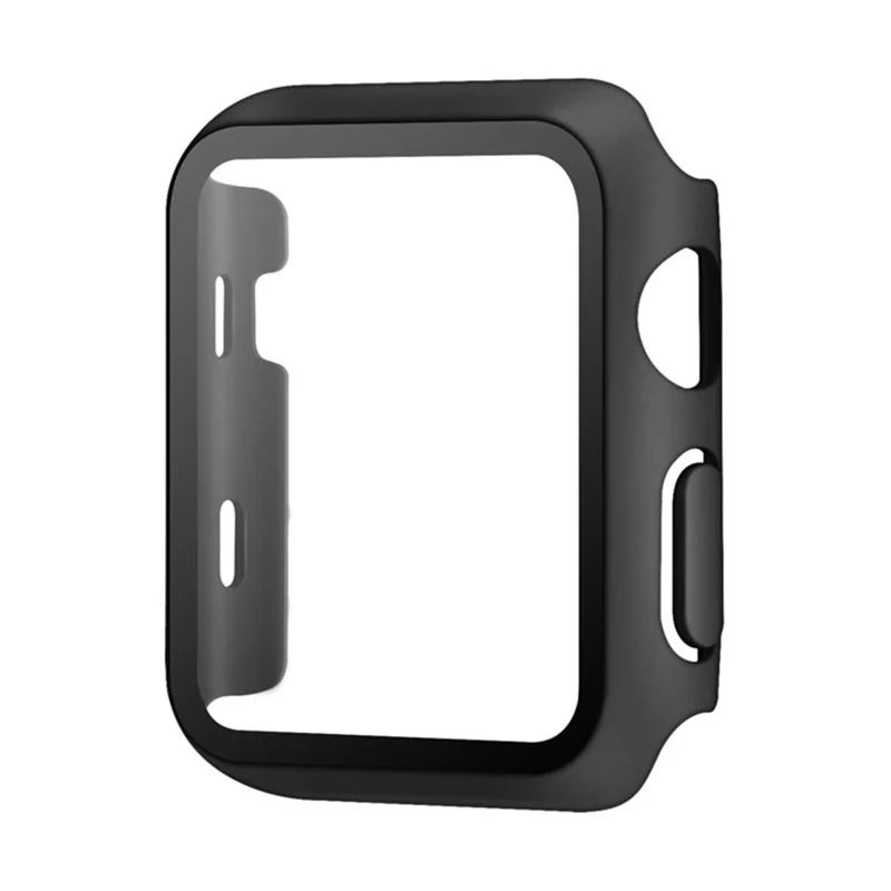 Para Apple Watch Series 10 42mm Watch Case Protective Hard PC Cover com Película de Vidro Temperado - Preto
