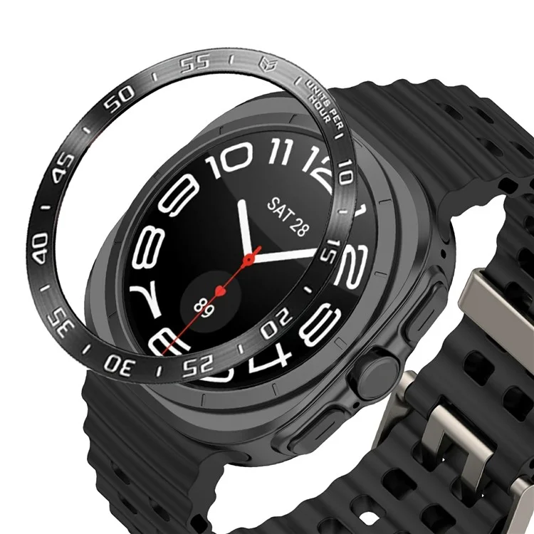 Tipo A per Samsung Galaxy Watch7 44mm Bezel Ring Metal Bezel Styling Dial Circle - Nero / Caratteri Bianchi