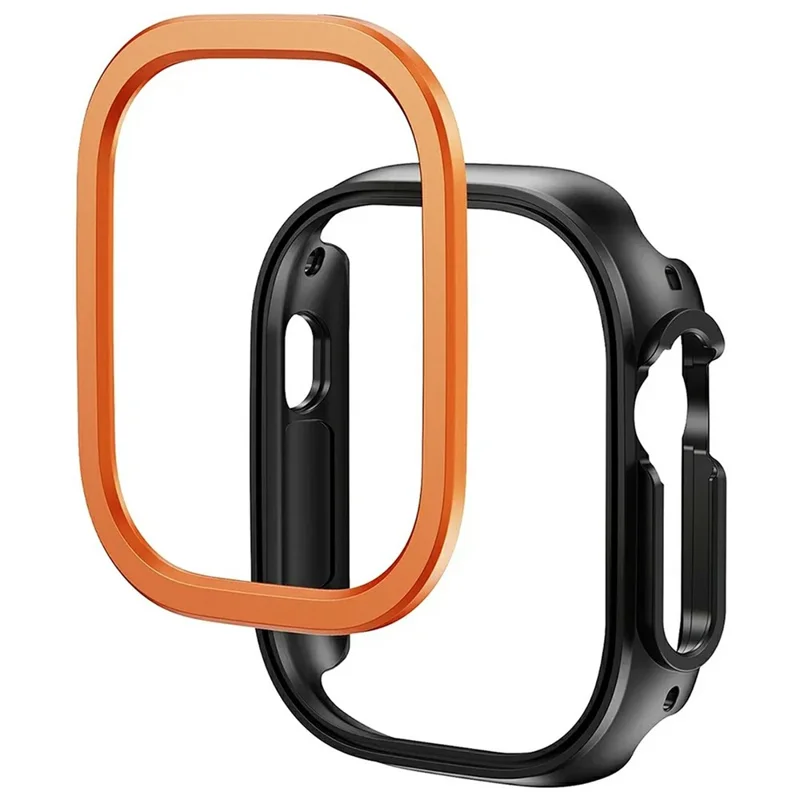 For Apple Watch Series 9  /  8  /  7 45mm Watch Case Half Coverage Hollow PC+Metal Frame Cover - Orange