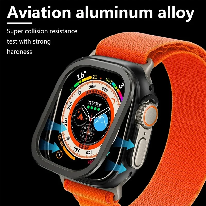 For Apple Watch Series 9  /  8  /  7 45mm Watch Case Half Coverage Hollow PC+Metal Frame Cover - Orange