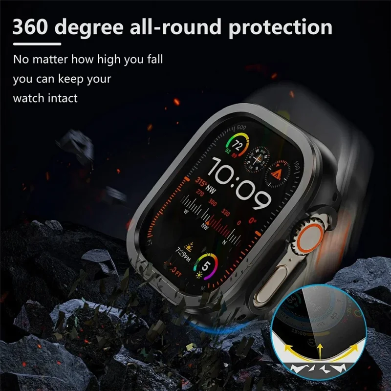 For Apple Watch Series 9  /  8  /  7 45mm Watch Case Half Coverage Hollow PC+Metal Frame Cover - Orange
