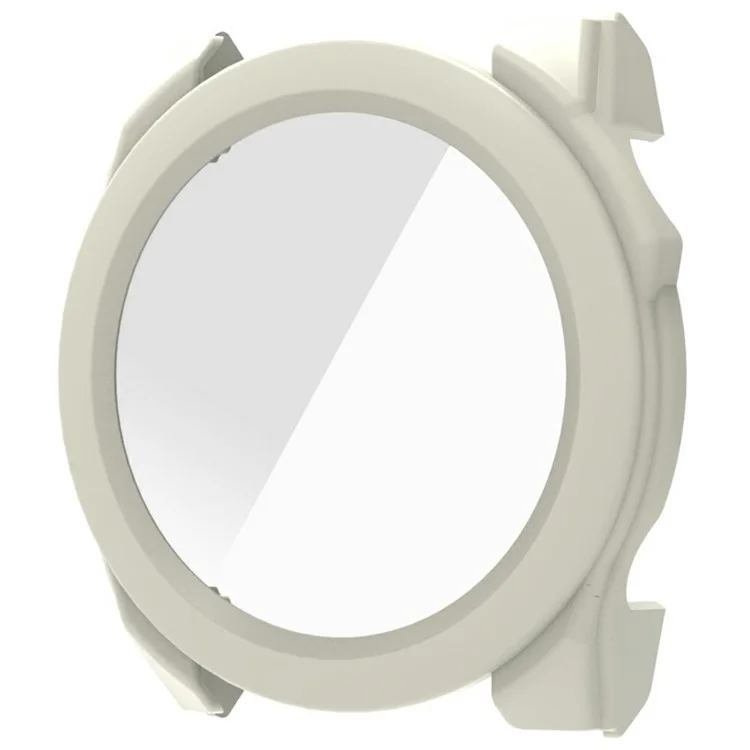 For Garmin Fenix 8 43mm AMOLED Hard PC Watch Case with Tempered Glass Screen Film - Ivory White