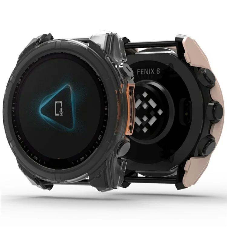 For Garmin Fenix 8 43mm AMOLED Hard PC Watch Case with Tempered Glass Screen Film - Ivory White
