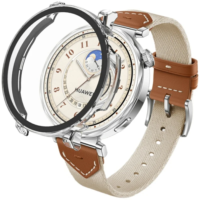 For Huawei Watch GT 5 41mm Watch Case Hard PC Cover with Tempered Glass Screen Film - Transparent
