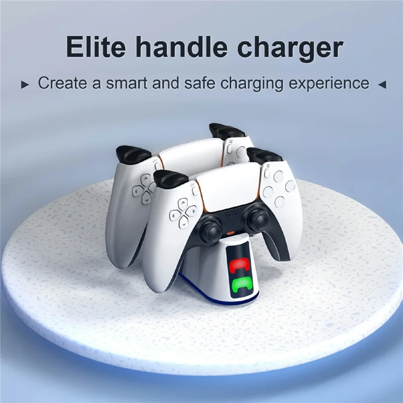 STARTRC GAMES Dual Charging Dock Charging Station for Sony PlayStation 5 / PS5 Slim Controller - White