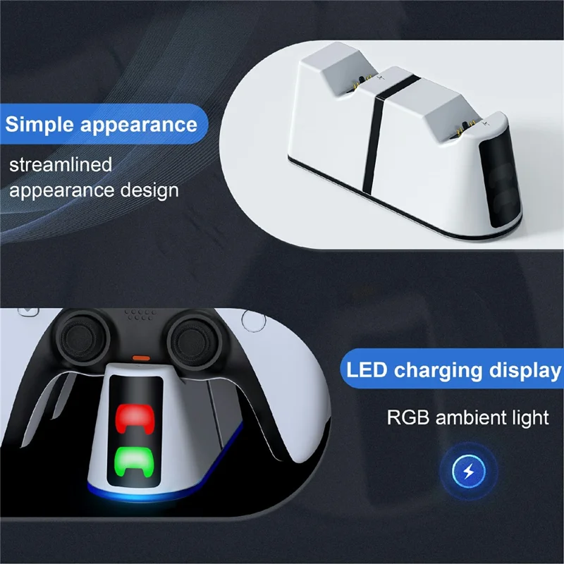STARTRC GAMES Dual Charging Dock Charging Station for Sony PlayStation 5 / PS5 Slim Controller - White