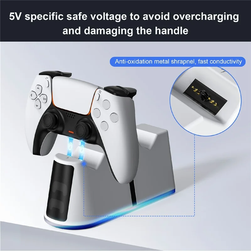 STARTRC GAMES Dual Charging Dock Charging Station for Sony PlayStation 5 / PS5 Slim Controller - White