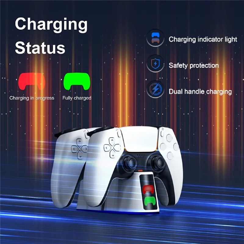 STARTRC GAMES Dual Charging Dock Charging Station for Sony PlayStation 5 / PS5 Slim Controller - White