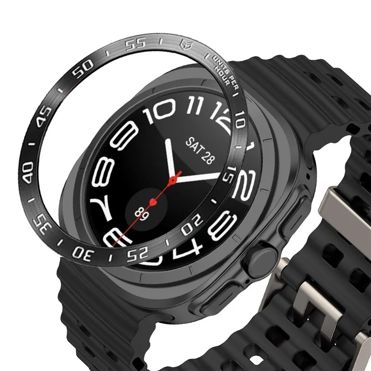 For Samsung Galaxy Watch Ultra 47mm Watch Bezel Ring Metal Dial Bezel Adhesive Frame Ring Cover - Style A / Black