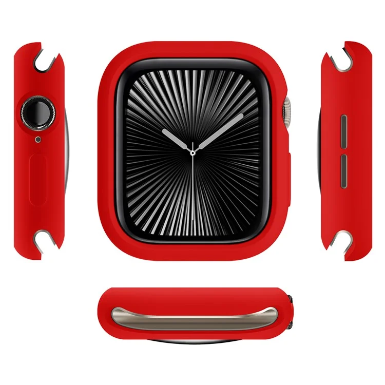 For Apple Watch Series 10 46mm Case Half Wrapped Soft TPU Protective Watch Cover - Red