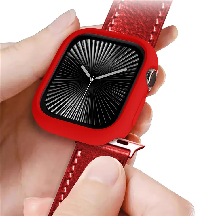 For Apple Watch Series 10 46mm Case Half Wrapped Soft TPU Protective Watch Cover - Red