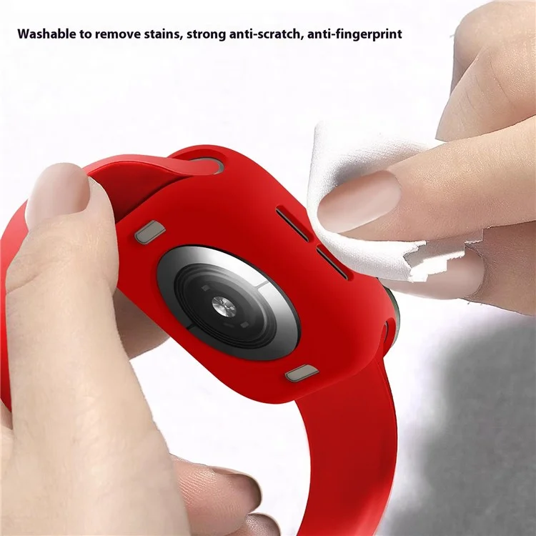 For Apple Watch Series 10 46mm Case Half Wrapped Soft TPU Protective Watch Cover - Red