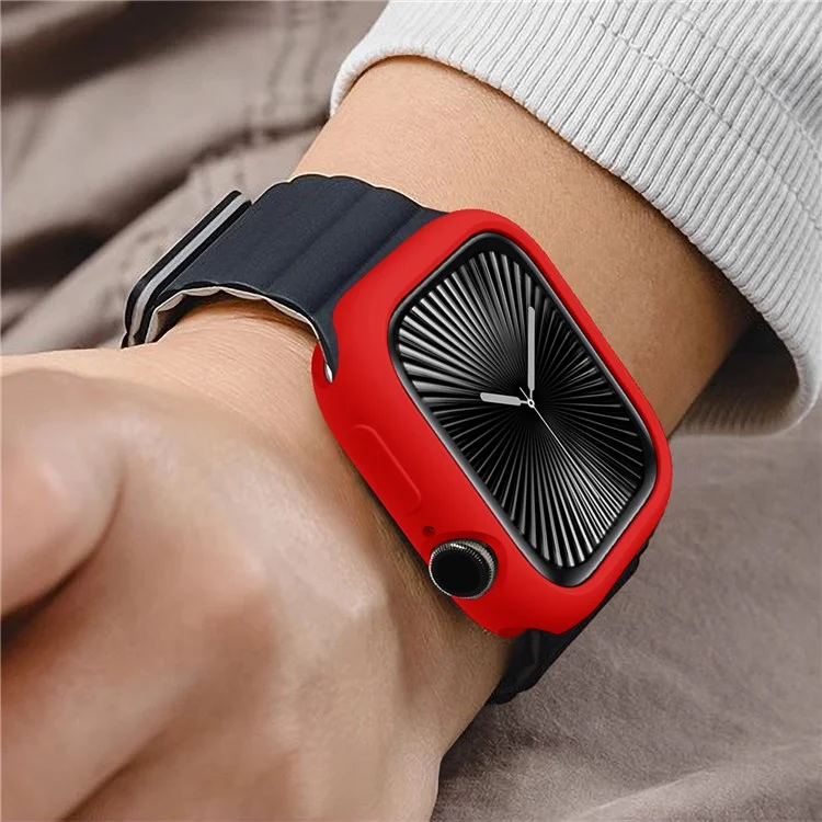 For Apple Watch Series 10 46mm Case Half Wrapped Soft TPU Protective Watch Cover - Red