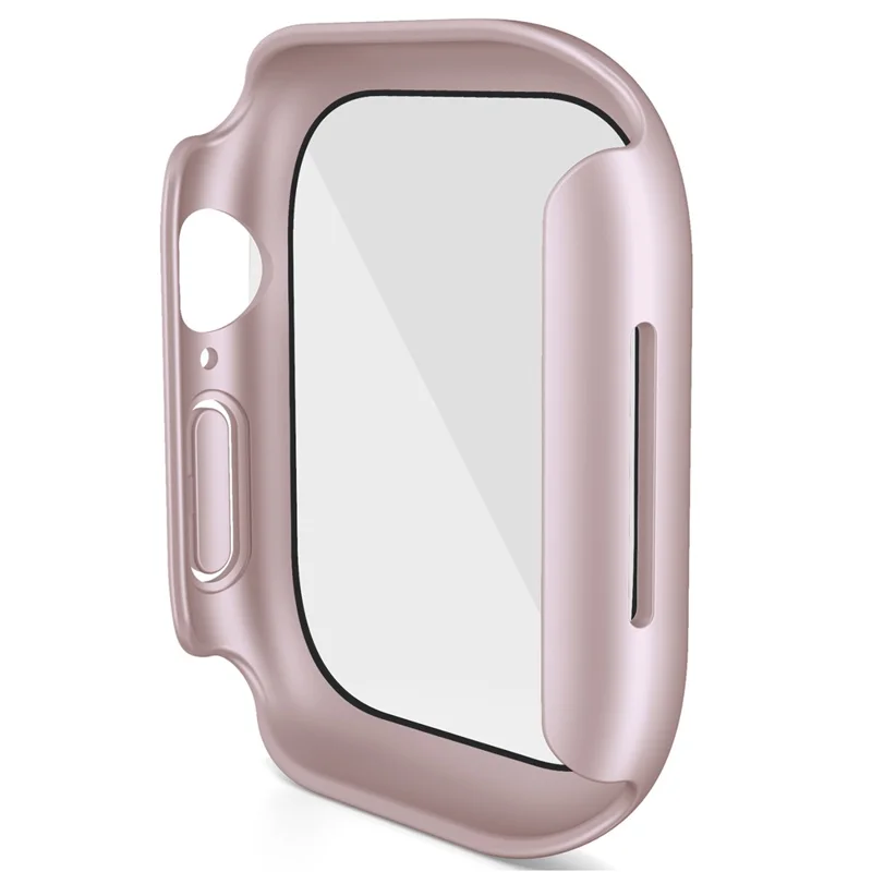 For Apple Watch Series 11 / 10 42mm Case Hard PC Watch Cover with Tempered Glass Screen Protector - Bright Rose Gold