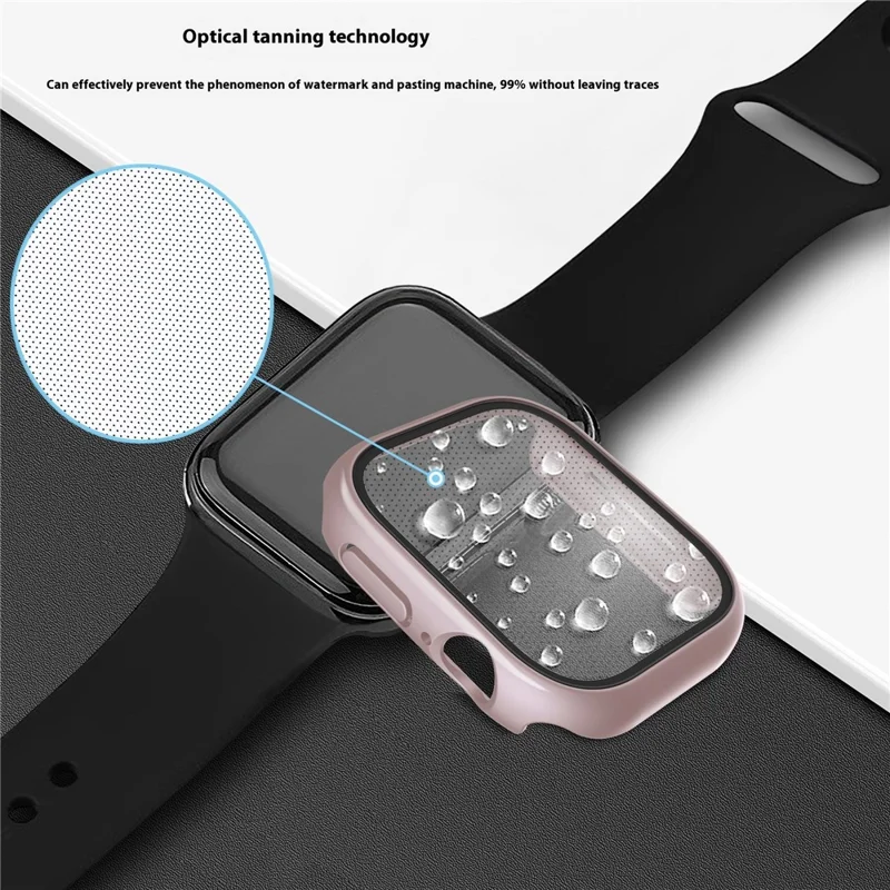 For Apple Watch Series 11 / 10 42mm Case Hard PC Watch Cover with Tempered Glass Screen Protector - Bright Rose Gold