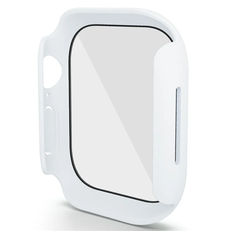For Apple Watch Series 10 46mm Case Hard PC Watch Cover with Tempered Glass Screen Protector - White