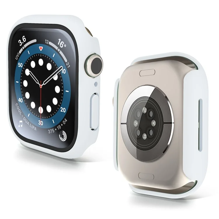 For Apple Watch Series 10 46mm Case Hard PC Watch Cover with Tempered Glass Screen Protector - White