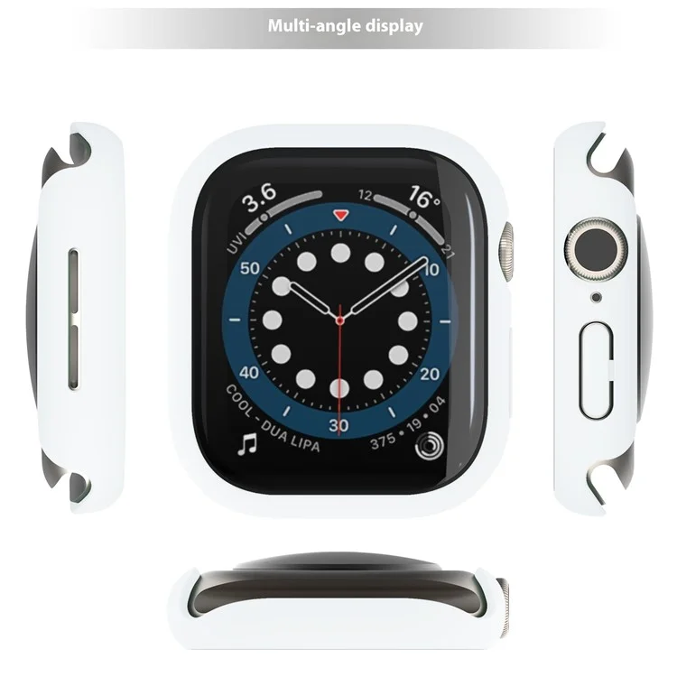 For Apple Watch Series 10 46mm Case Hard PC Watch Cover with Tempered Glass Screen Protector - White