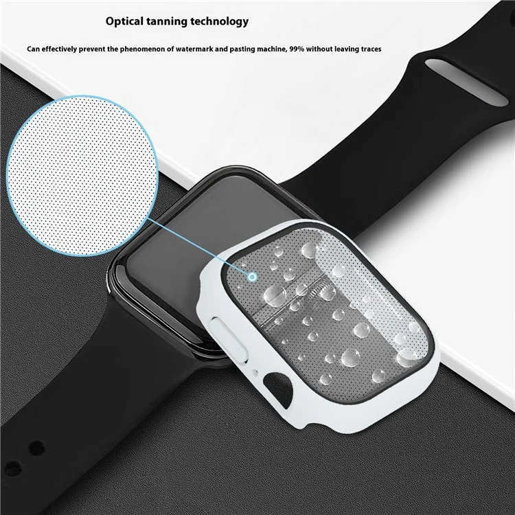For Apple Watch Series 10 46mm Case Hard PC Watch Cover with Tempered Glass Screen Protector - White