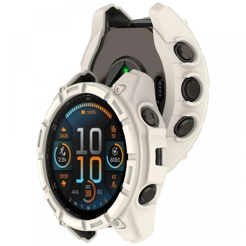 For Garmin Fenix 8 51mm TPU Watch Case Anti-Scratch Hollow Watch Frame Cover - Starlight