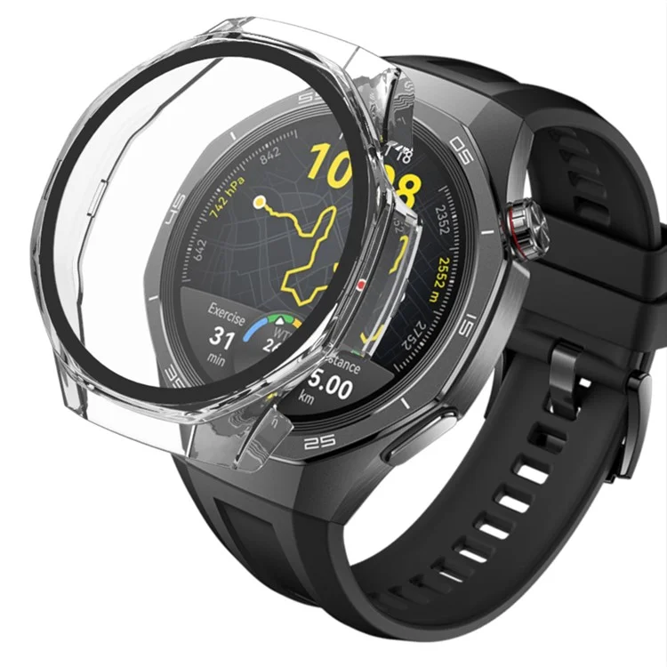 For Huawei Watch GT 5 Pro 46mm Watch Case Hard PC Cover with Tempered Glass Screen Film - Transparent
