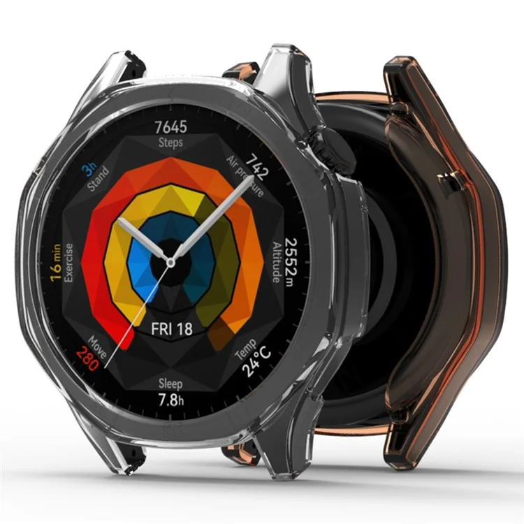Für Huawei Watch GT 5 46mm Watch Case Half Guard TPU Schutzhülle - Transparent Schwarz
