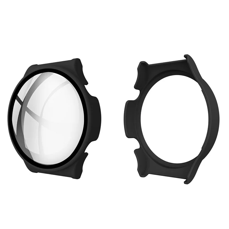 Estrutura de Caixa de PC Emborrachada Com Protetor de Tela de Vidro Temperado Para Huawei Watch GT 2 Pro - Preto