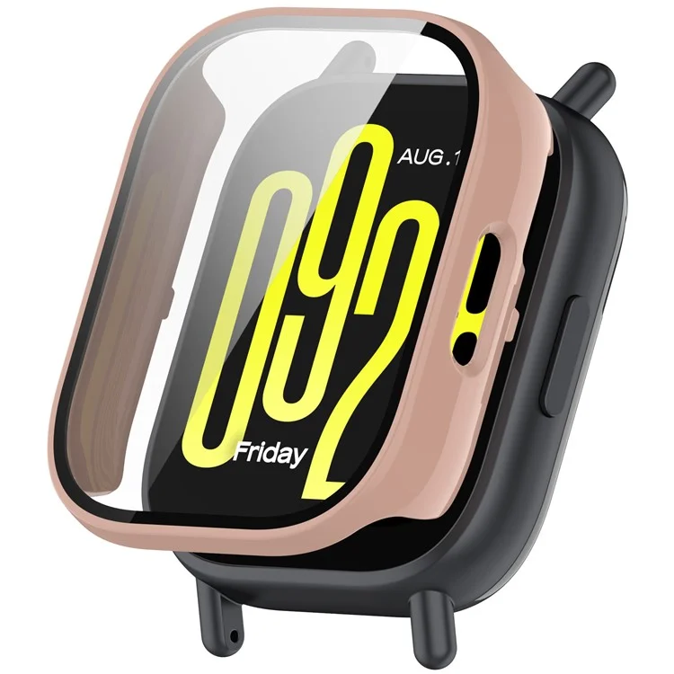 For Xiaomi Redmi Watch 5 Active Case Protective Hard PC Watch Cover with Tempered Glass Film - Pink