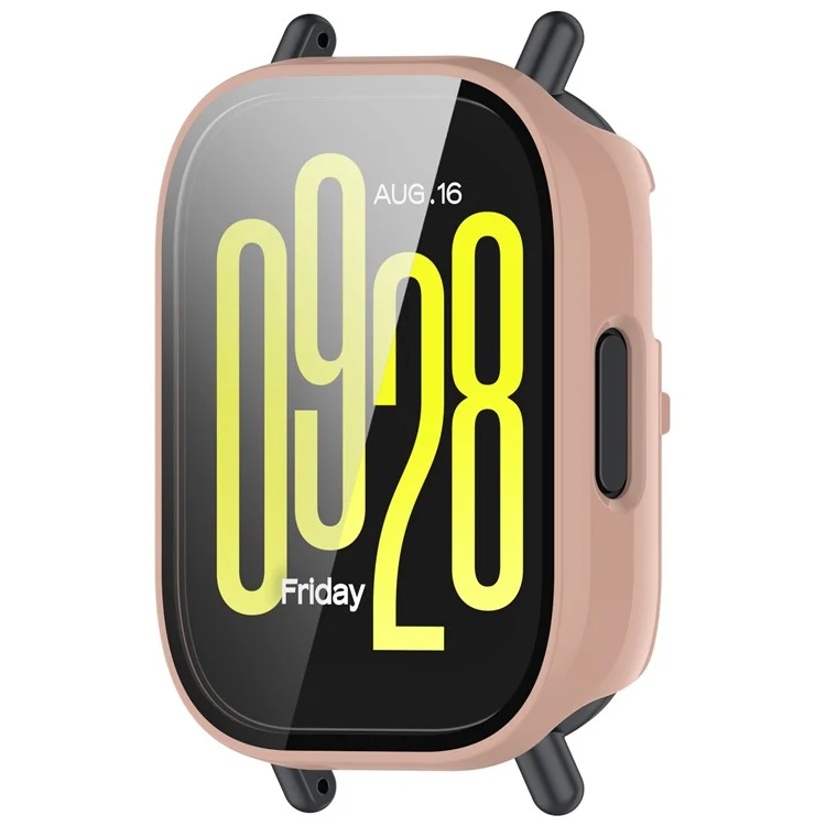 For Xiaomi Redmi Watch 5 Active Case Protective Hard PC Watch Cover with Tempered Glass Film - Pink