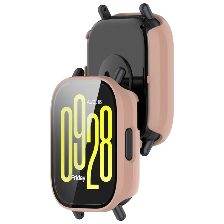 For Xiaomi Redmi Watch 5 Active Case Protective Hard PC Watch Cover with Tempered Glass Film - Pink