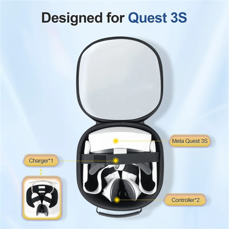 STARTRC GAMES For Meta Quest 3S / Quest 3 / Quest 2 Carrying Case Snowflake Cloth VR Headset Storage Bag - Translucent